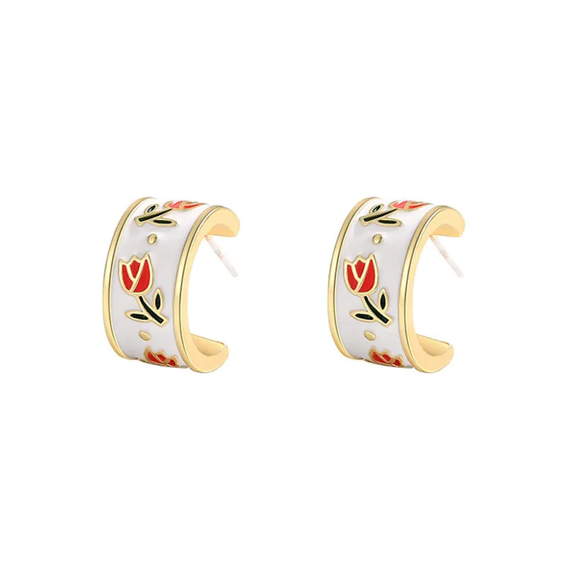 Classic Women's Handmade Enamel Flower Shape Fashion Party Jewelry Women Earrings