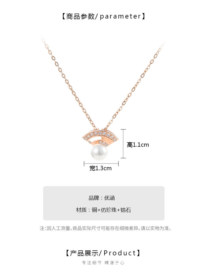 Gold Color  Filled Chain Natural Freshwater Pearl Skirt Necklace Women Engagement Pendant Pearl Jewelry 62350