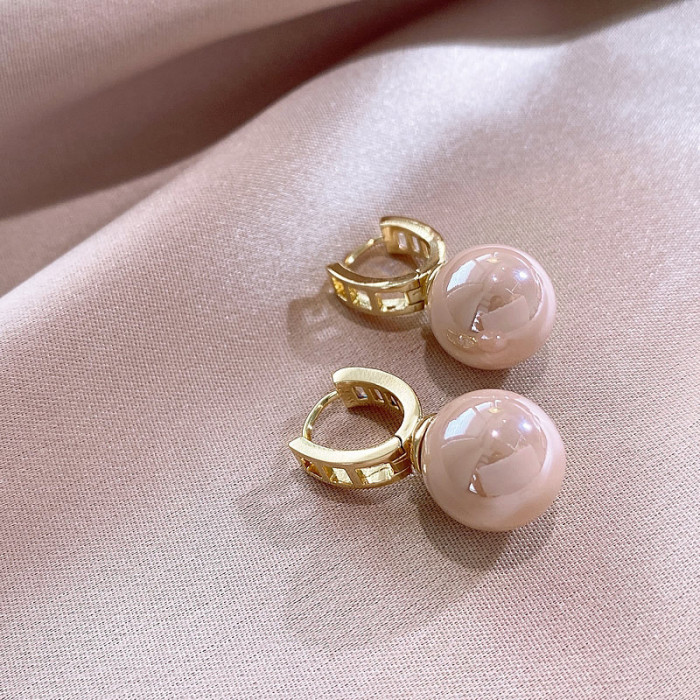 High Quality Real Gold Plated Pearl Hoop Earrings for Women Shiny Cubic Zirconia Huggie Anniversary Party Gift Jewelry Wholesale