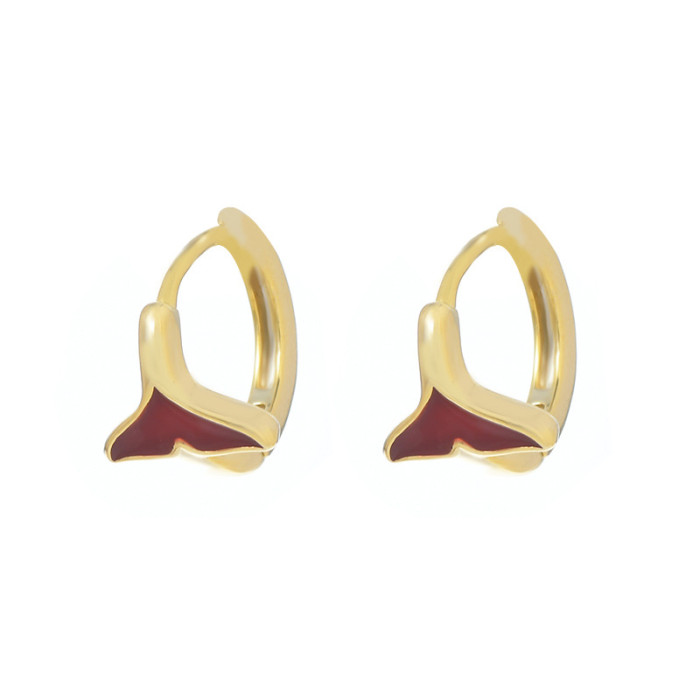 NEW Fashion Small Hoop Gorgeous Red Fishtail Women Jewelry Gold Color Earring Hoops
