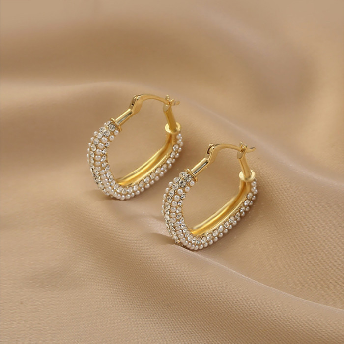 2022 New Zircon Crystal Gold Hoop Earrings For Women Wedding Ear Rings Fashion Jewelry