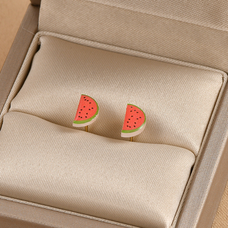 Sweet Watermelon Children's Ear Stud Silver Color Stainless Steel Cartoon Small Earrings for Girl Women Gifts Jewelry