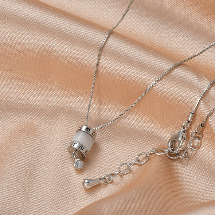 Stainless Steel Roman Number Small Waist Necklace Zircon Tassel Pendant Women Minimalism Jewelry Gift for Him