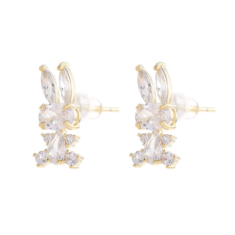 New Trend Rabbit Jewelry Cute Animal Full Inlay Shiny Zircon Fashion Earrings for Women Party Birthday