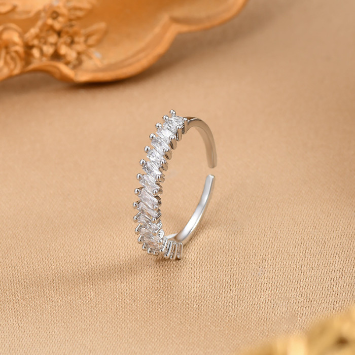 Inlaid Zircon Irregular Opening Index Finger Alloy Ring Fashion Jewelry