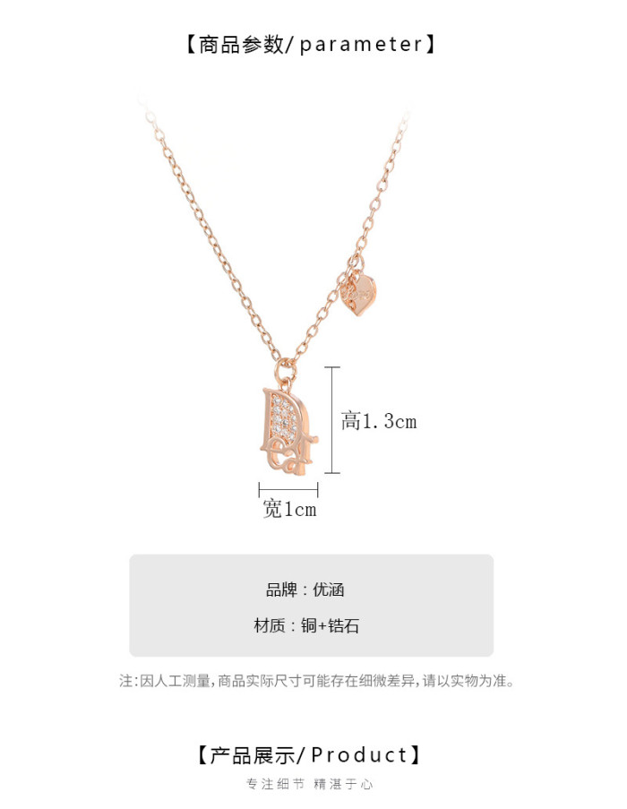 Zircon Dear Letters Necklaces for Women Chain Stainless Steel Pendants Lovers Gifts Jewelry Christmas Gifts