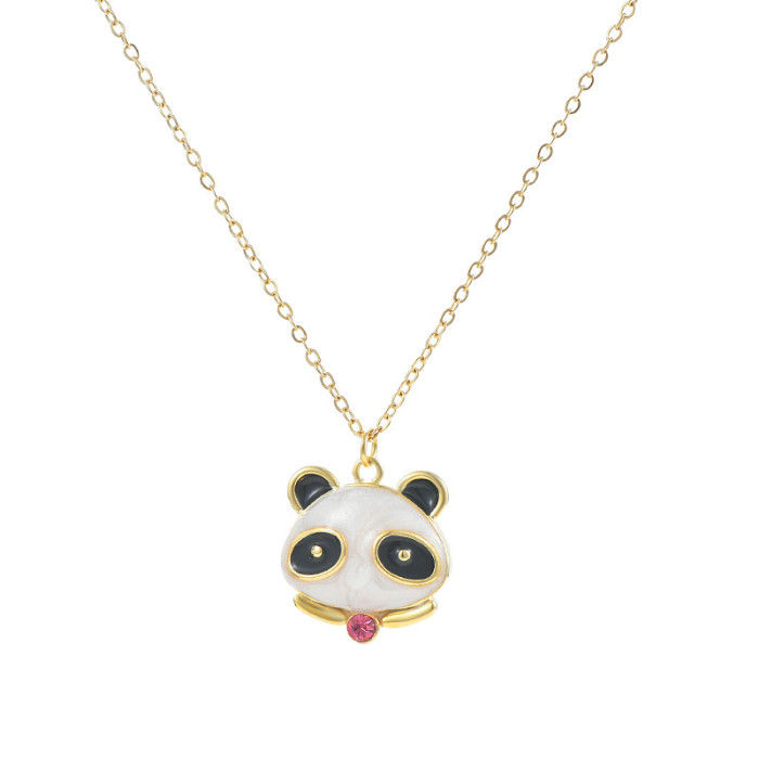 Panda Penddants Stainless Steel Chains Vintage Charms Chokers Necklaces Men Women DIY Statement Dropshipping