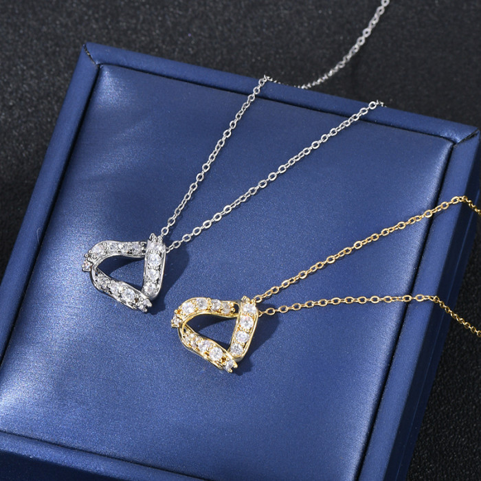 Punk Simple Solid Color Irregular Curled Hollow Metal Triangle Pendent Necklace for Women Men Girls Kid Neck Collar Jewelry Gift