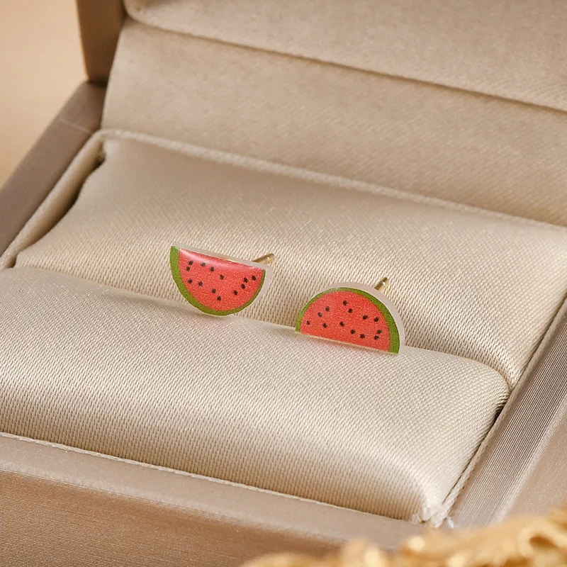 Sweet Watermelon Children's Ear Stud Silver Color Stainless Steel Cartoon Small Earrings for Girl Women Gifts Jewelry