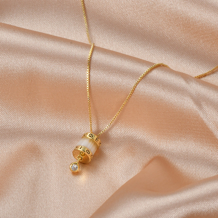 Stainless Steel Roman Number Small Waist Necklace Zircon Tassel Pendant Women Minimalism Jewelry Gift for Him