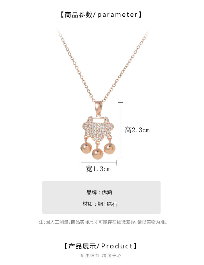 Longevity Lock Bell Protector Stainless Steel Women's Necklace Gold Color  Anti Fading Chain Korean Pular Wholesale Jewelry