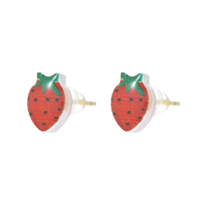 Red Fruit Strawberry Small Delicate Earrings Fashion Cute Girl Sweet Summer Earrings Classic Wild Trend Korean Ear Jewelry