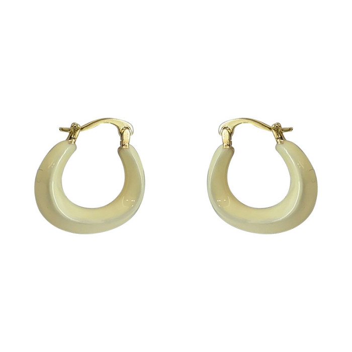 New Korean Enamel Round Hoop Earrings for Women Fashion Cute Gold Silver Color Punk Minimalist Jewelry