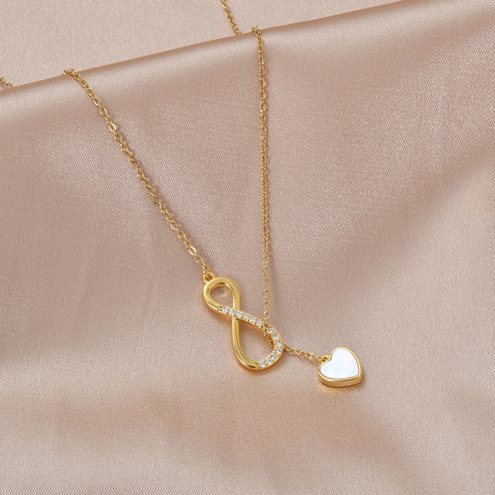 New Fashion Trendy Jewelry Shell Heart Chain Link Bow Necklace Gift for Women Girl