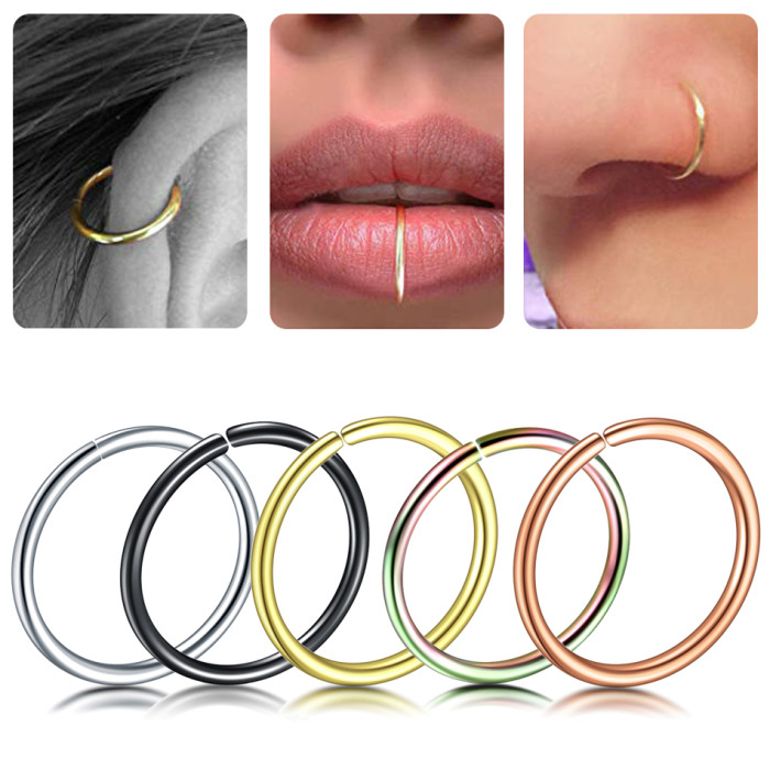1Pc Stainless Steel Fake Nose Ring Septum Piercing Clip On Nose Piercing Ear Cartiliage Tragus Fake Piercing Sexy Body Jewelry