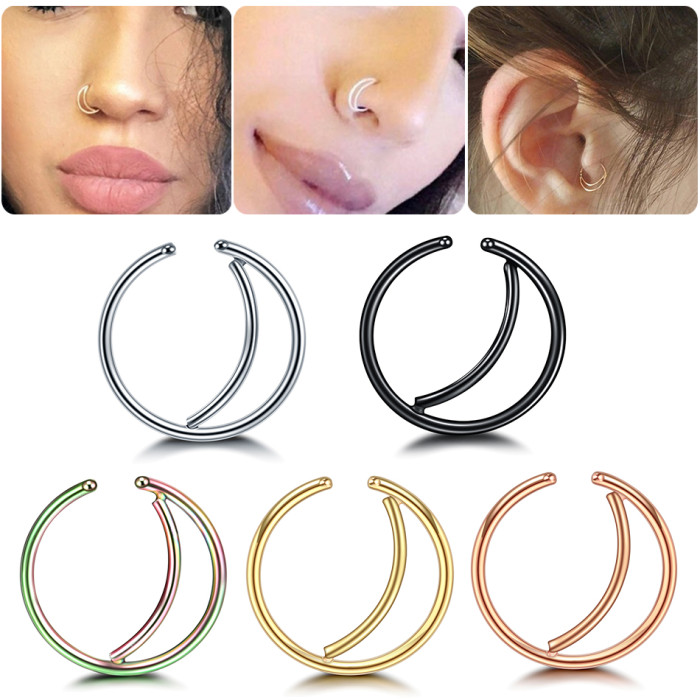 1Pc Stainless Steel Fake Nose Ring Septum Piercing Clip On Nose Piercing Ear Cartiliage Tragus Fake Piercing Sexy Body Jewelry