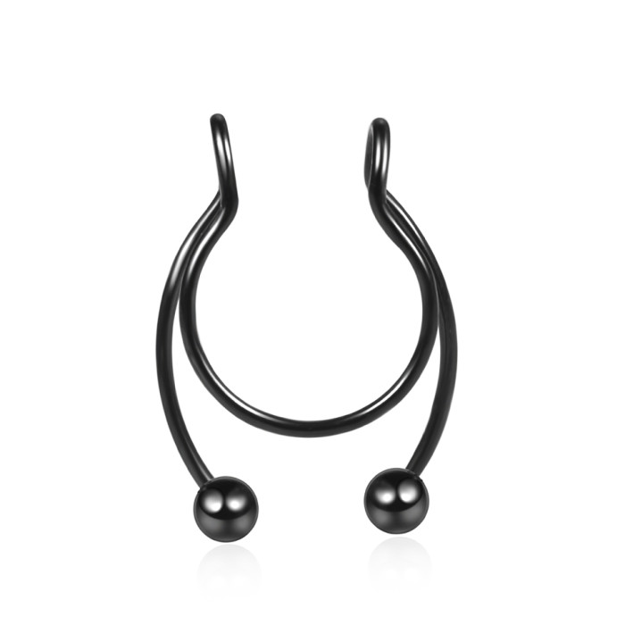 1Pc 316l Surgical Steel Fake Septum Piercing Nose Rings Punk Style Fake Nose Piercing Sexy Body Jewelry For Girl Men Non-Pierced