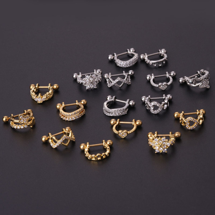 1Piece Stainless Steel Earrings  Jewelri for Woman Female Fashion Trend Heart Piercing Stud Earrings for Teens Ear Cuffs