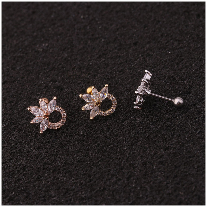 1Piece Piercing Stud Earrings for Women FashionTrend Jewelry Women Moon Flowers Round Earring Ear Cuff Christmas Gift