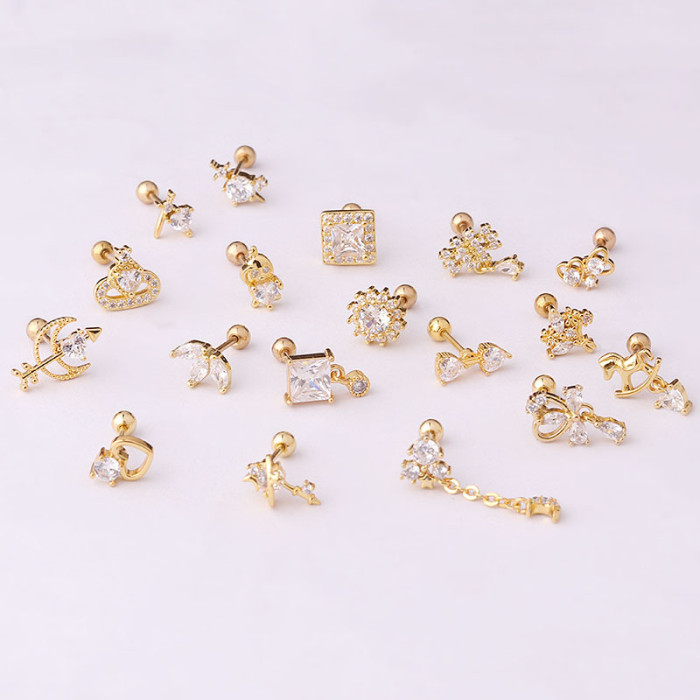 1Piece Stainless Steel Earrings for Women Fashion Jewelry Ear Cuffs Piercing Earrings for Teens Moon Heart Dangle Earrings