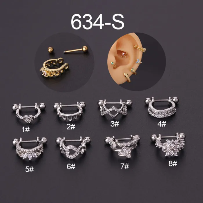 1Piece Stainless Steel Earrings  Jewelri for Woman Female Fashion Trend Heart Piercing Stud Earrings for Teens Ear Cuffs
