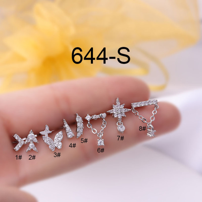 1Piece 20G Stainless Steel Piercing Studs Earrings for Women Screw Fashion Jewelry Ear Cuffs Arrow Butterfly Earrings for Teens