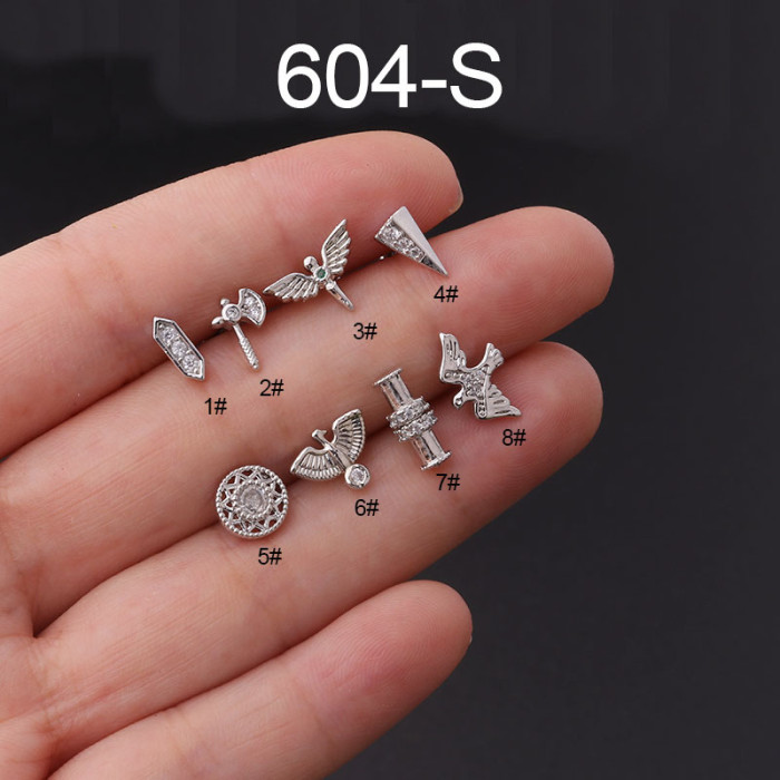 1Piece New Personality Totem Earrings for Women Trend Jewelry Girl's Ear Cuffs 20G Stainless Steel Piercing Stud Earrings