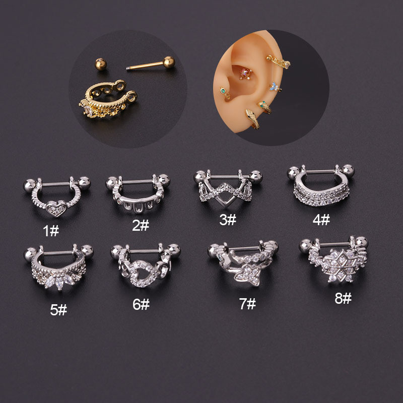 1Piece Stainless Steel Earrings  Jewelri for Woman Female Fashion Trend Heart Piercing Stud Earrings for Teens Ear Cuffs