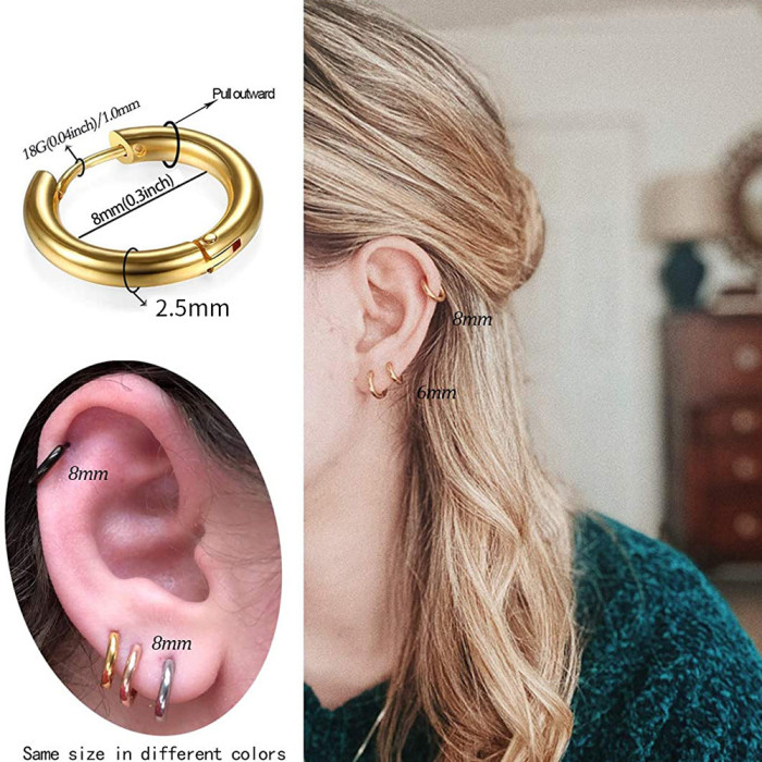 2022 Trend Simple Stainless Steel Gold Small Hoop Earrings for Women Men Cartilage Ear Piercing Jewelry Pendientes Hombre Mujer