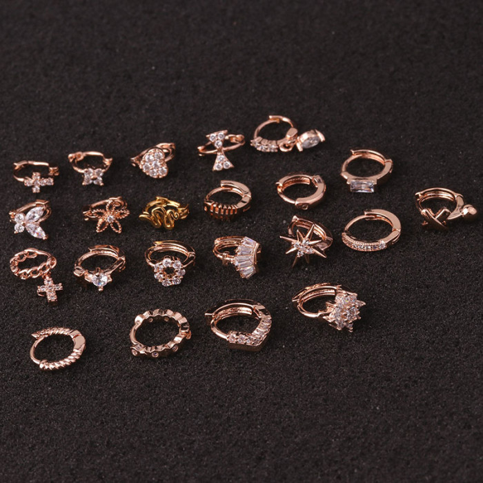 1Piece 5mm Mini Small Size Earrings for Little Girl Gifts Single Bowknot Cross Folwer Heart Piercing Stud Earrings for Women