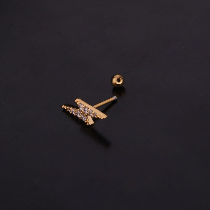 1Piece Star Cross Lightning Stud Earings for Women 2022 Fashion Jewelry Ear Cuff Stainless Steel Piercing Unusual Earrings