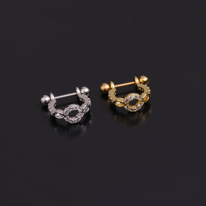 1Piece Korean U-shaped Inlaid Zircon Stud Earrings for Women Fashion Trendy Jewery Christmas Gift Piercing Stud Earring