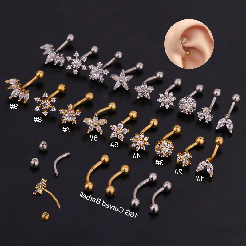 1Piece Unusual Curved Bar Cochlear Earrings for Women Fashion Jewelry Flowers Creative Stud Earrings for Christmas Gift