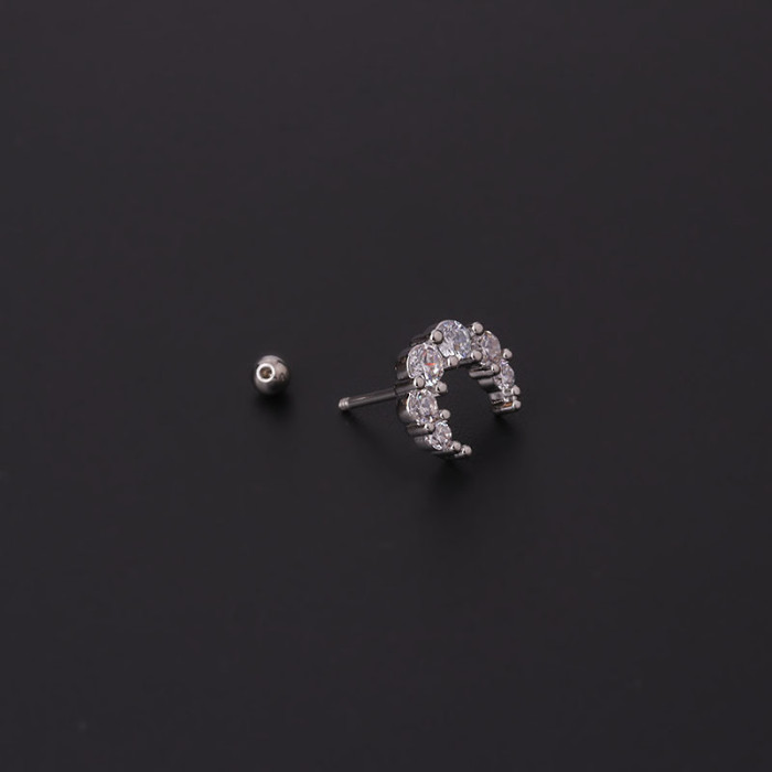1Piece 0.8mm Stainless Steel Piercing Stud Earrings for Women Trend Jewelry Ear Cuffs Cute Moon Crown Butterfly Earrings Gift