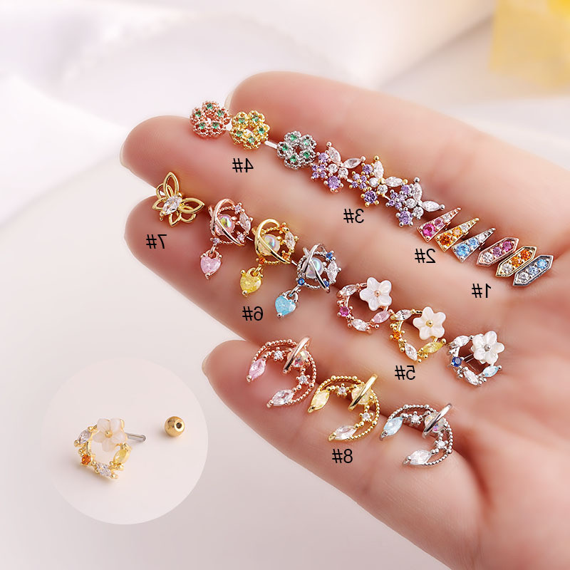 1Piece Korean Fashion Flower Butterfly Stud Earrings for Women Trend Fashion 0.8mm Titanium Steel Piercing Earrings for Teens