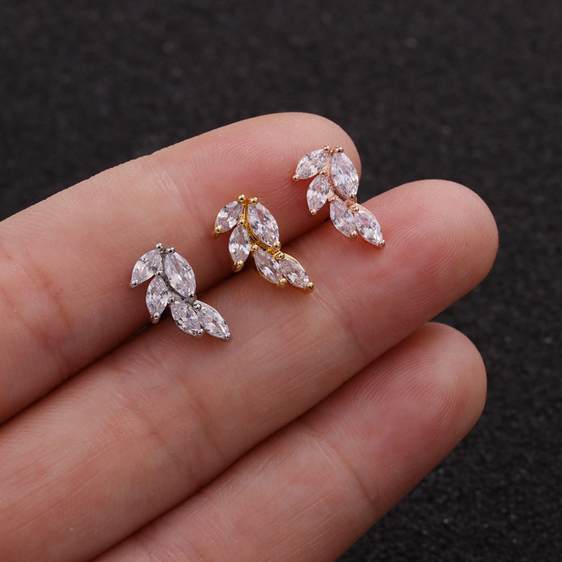 1Piece Piercing Stud Earrings for Women Screw Trend Jewelry Stars Moon Zircon Earring Studs Birthday Gift for Women