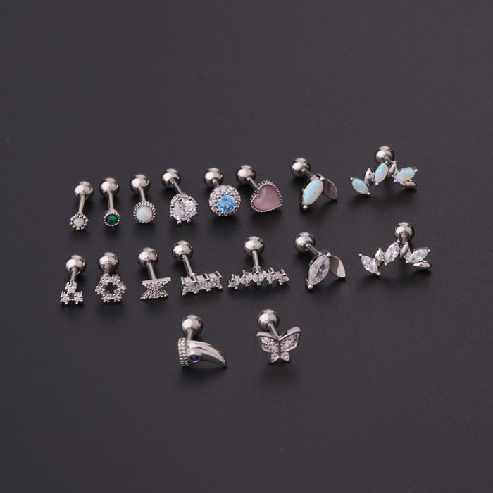 1Piece Heart Piercing Earrings for Women Earrings  Jewelry Stainless Steel Butterfly Wings Golden Stud Earrings for Mother Day