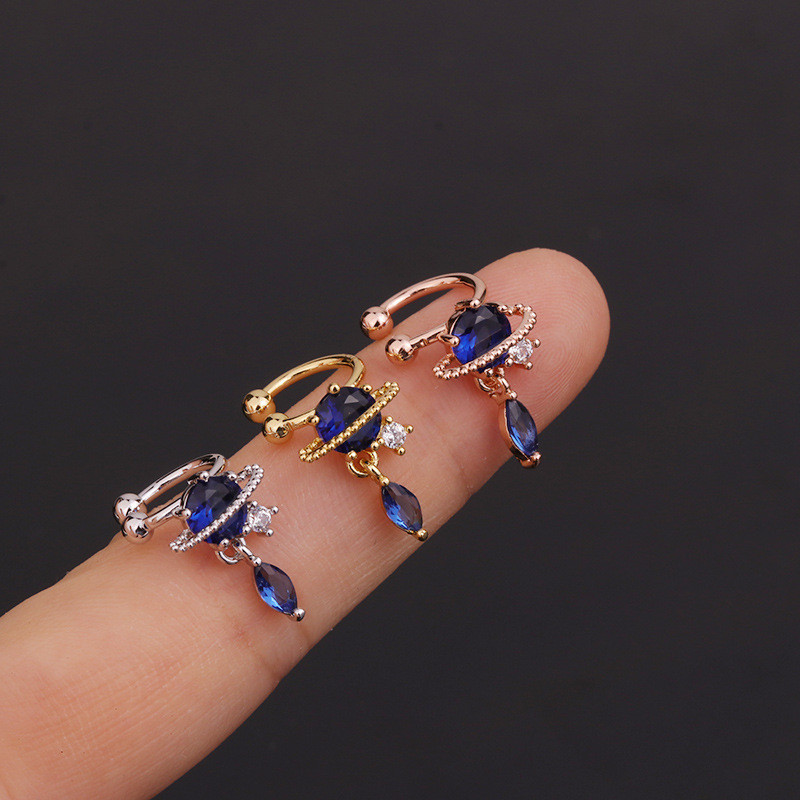 Korean U-shaped  Non-pierced Earrings for Woman Fashion Jewelry Women  Heart Flashing Flower Chain Earrings