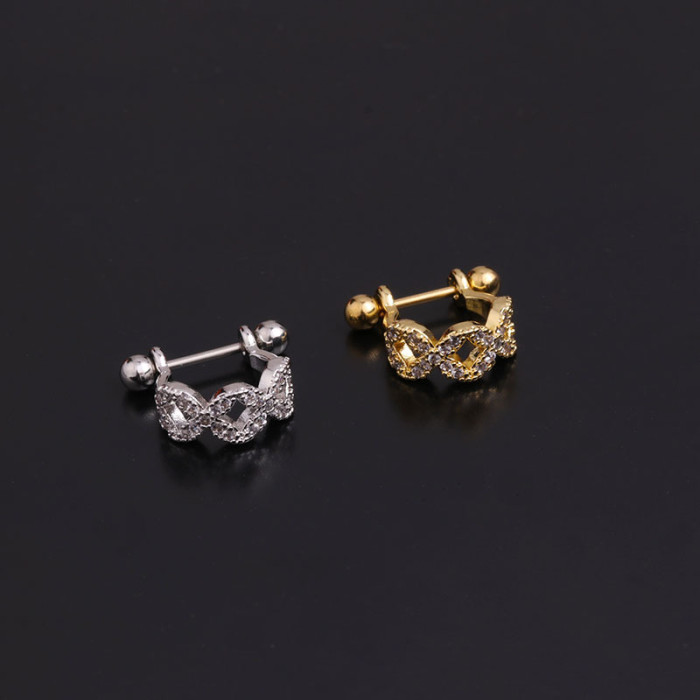 1Piece Korean U-shaped Inlaid Zircon Stud Earrings for Women Fashion Trendy Jewery Christmas Gift Piercing Stud Earring