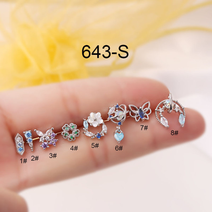 1Piece Korean Fashion Flower Butterfly Stud Earrings for Women Trend Fashion 0.8mm Titanium Steel Piercing Earrings for Teens