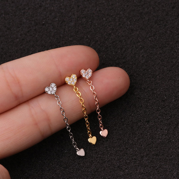 1Piece  Fashion Piercing Earrings for Women Jerwelry Pendant Stainless Steel Screw Heart Cross Flower Earrings Studs for Girls