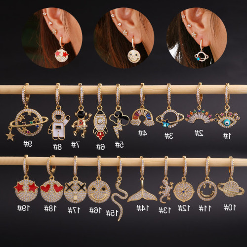 1Piece Starry Sky Emoticons Dangle Earrings for Women Trend Jewelry Piercing Cartoon Eye Clouds Hanging Earrings for Teens