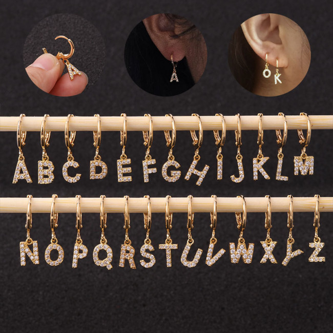1Piece Single Letter Dangle Earrings for Women Fashion Jewelry Cute Letter Earrings Stud Earring Rings for Girl Boy Gift