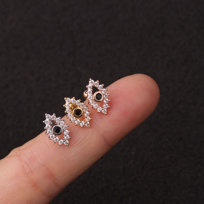 1Piece Stainless Steel Piercing Stud Earrings for Women  Korean Fashion Ear Cuffs Eye Flowers Earrings for Teens Gift