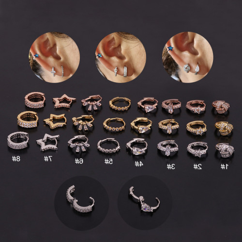 1Piece Fashion Piercing Hoop Stud Earrings for Women 2022 Trendy Jewelry Star Small Earrings Christmas Gift for Women