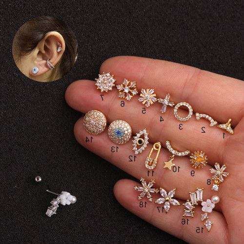 1Piece Stainless Steel Piercing Stud Earrings for Women  Korean Fashion Ear Cuffs Eye Flowers Earrings for Teens Gift