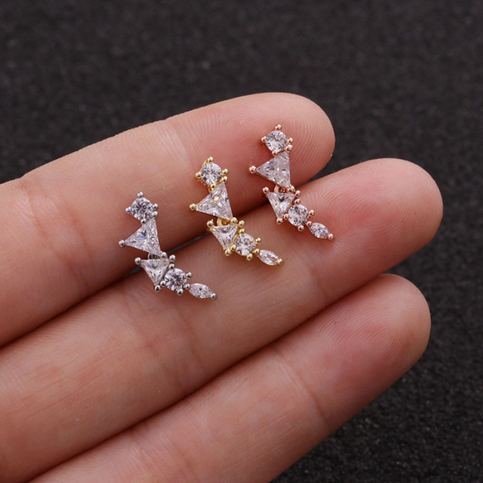1Piece Piercing Stud Earrings for Women Screw Trend Jewelry Stars Moon Zircon Earring Studs Birthday Gift for Women