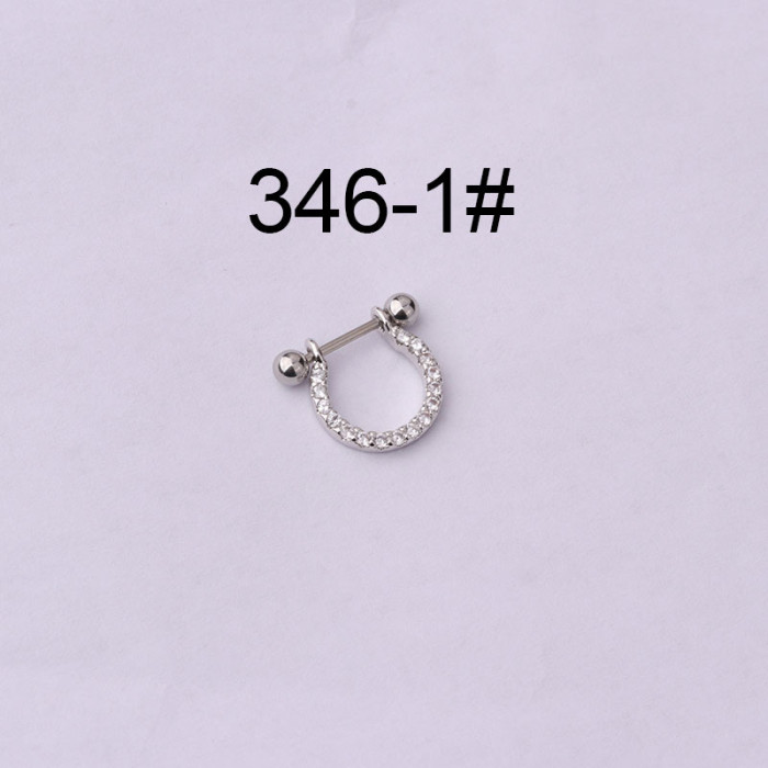1Piece Zircon U-shape Stud Earrings for Women Trend Fashion Jewelry 20G Stainless Steel Piercing Earrings for Teens Gift
