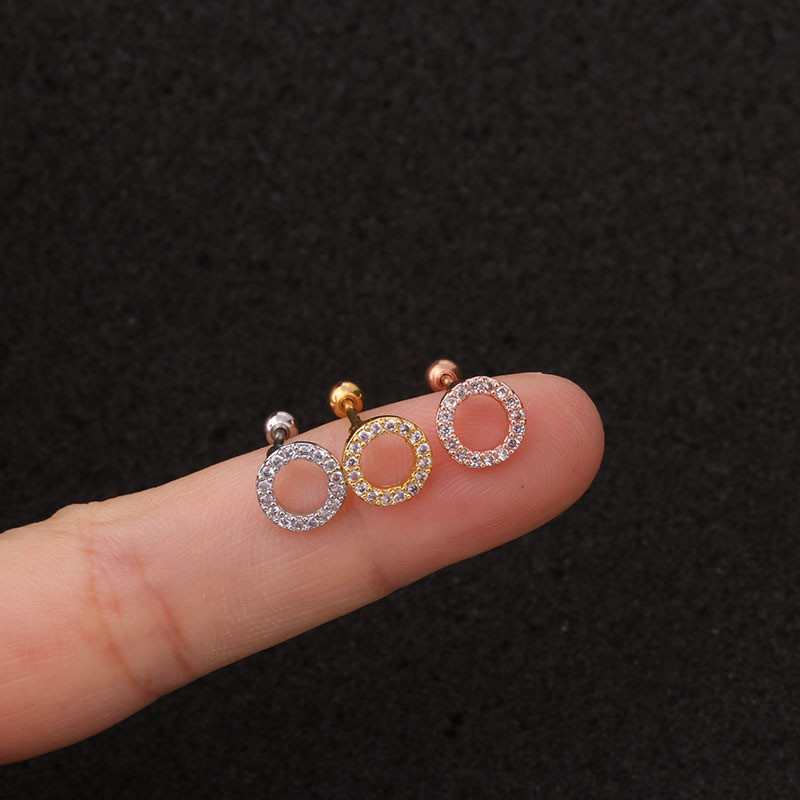 1Piece Rose Gold Color Stainless Steel Piercing Stud Earrings for Women Korean Fashion Jewelry Ear Cuffs Earrings for Teens Gift