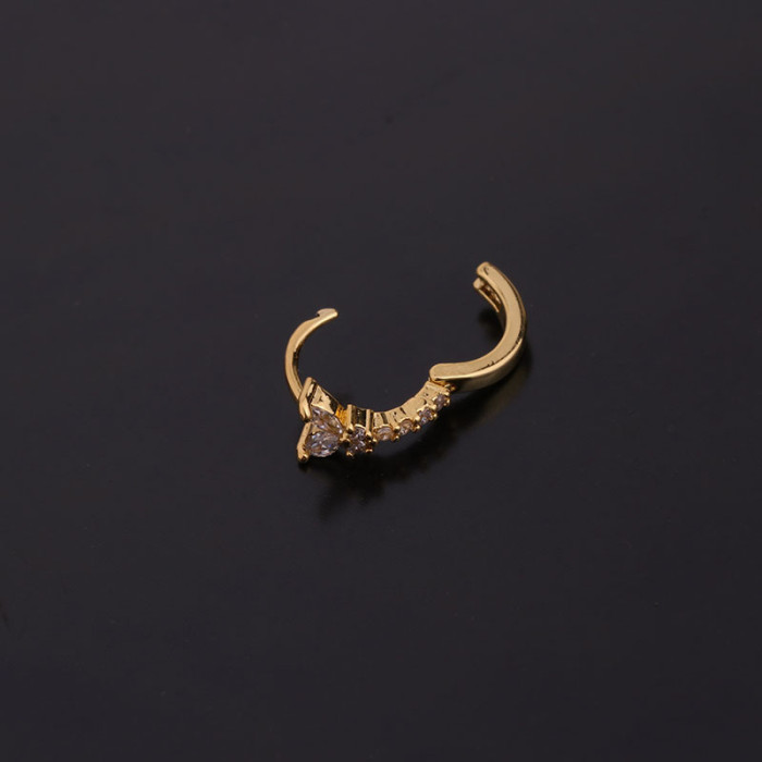 1Piece Plate Stainless Steel Earrings for Women Jewelry  Zircon Star Round Leaf Piercing Hoop Hook Earrings for Teens